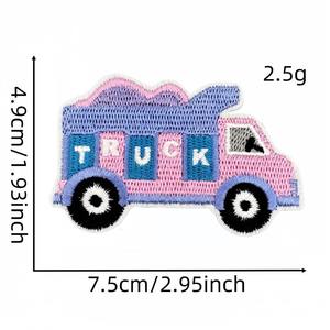 Bonita herramienta de transporte público de dibujos animados, tema de vehículo de tráfico, <span class=keywords><strong>parches</strong></span> de fieltro bordados para niños, bolsa de ropa, sombrero - Product Image 6