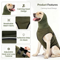 Beruhigungsanzug für Hunde, Anti-Angst-Jacke, Lärmreduzierendes Hemd gegen Donner und Feuerwerk, Stressabbauende Weste für große, mittlere und kleine Hunde