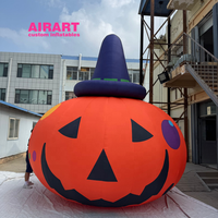 Citrouille gonflable publicitaire d'Halloween avec chapeau de sorcier pour la décoration de jardin, statue de citrouille gonflable pour idées de fêtes en plein air
