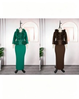 Ensemble 2 pièces africain pour femme, haut à manches longues en dentelle, jupe longue moulante, tenue de soirée formelle, robe africaine décontractée en modal