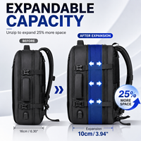 Sac à dos pour ordinateur portable professionnel, grande capacité, imperméable, pour le travail, le bureau, les voyages, avec port de charge USB et fermeture à glissière