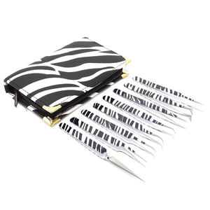 Juego de 8 Pinzas de Acero Inoxidable de Punta Fina para Extensión de Pestañas ZEBRA 2026 LA Elahi & Co ODM OEM Gran Venta - Product Image 5