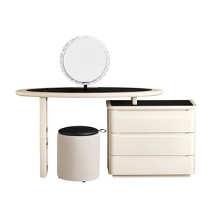 Table de maquillage de luxe avec <span class=keywords><strong>miroir</strong></span> éclairé en bois blanc poli - Product Image 5