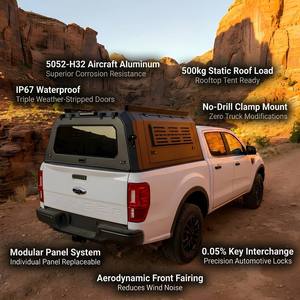 Couverture de benne de camionnette professionnelle en alliage d'aluminium, type hard-top, avec feu stop supérieur, pour Ranger/Hilux/<span class=keywords><strong>Tacoma</strong></span>/D-Max de 5,0 pieds - Product Image 1