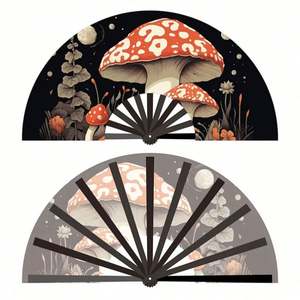 Éventails en bambou personnalisés pour fêtes Kung Fu, grands éventails de 33 cm avec logo personnalisé, éventails arc-en-ciel pour festivals, éventails de rave. - Product Image 4