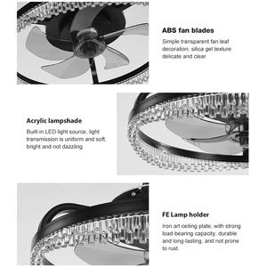 Ventilateur de plafond LED intelligent à tête mobile, variateur d'intensité, 14 pouces, pour décoration intérieure, rotation à 360°, télécommande, moderne W25005 - Product Image 5