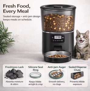 Distributeur automatique de nourriture pour animaux de compagnie en acier inoxydable 4L avec double alimentation et programmation des repas pour petits chiens - Logo personnalisé accepté - Product Image 2