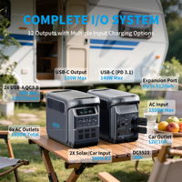 Générateur solaire ABOK US EU 1800W MPPT LiFePO4 1024Wh, charge rapide, contrôle par application, station d'alimentation portable pour la maison, le camping-car, la voiture, l'extérieur
