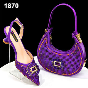 Bestway Tacones de alta calidad <span class=keywords><strong>Zapatos</strong></span> elegantes y conjunto de bolsos con piedras para damas Telas de encaje - Product Image 3