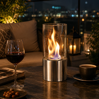 Cheminée de table décorative pour fêtes, foyer à éthanol sans fumée, base en acier inoxydable et verre trempé, double usage comme porte-bougie