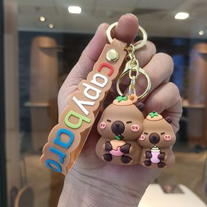 Bán buôn nhà sản xuất 3D PVC nhựa trẻ em dễ thương phim hoạt hình thiết kế xe Móc Chìa Khóa Vòng Sáng tạo capybara Keyring Keychain - Product Image 4