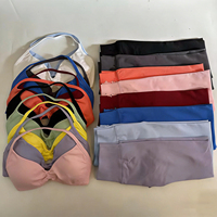 Conjunto de Yoga sin Costuras de Venta Caliente, Ligero, de Compresión, de Color Sólido, de Secado Rápido, con Sujetador Deportivo y Pantalones Cortos Elásticos para Fitness