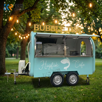 ZZKNOWN Remorque alimentaire multifonctionnelle de 2,5 m en acier inoxydable et fibre de verre, chariot à café/thé, camion-restaurant, remorque à donuts, kiosque pour
