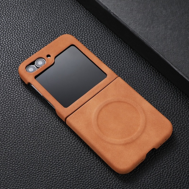 Hot Selling Matte PU Leather Mobile Phone Case for Samsung Z Flip 6 5 4 3 With Magnetic Wireless Charging Shockproof Hard Cover