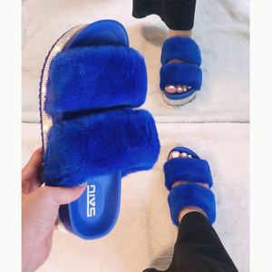 STF41T28 Tùy Chỉnh Thiết Kế Thời Trang Bling Kim Cương Người Phụ Nữ Cao Gót Bãi Biển Slides Với Lông Trên Cho Phụ Nữ Ngoài Trời Dép Đi Trong Nhà - Product Image 6