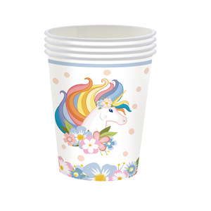 Juego de Artículos para Fiesta de Unicornio con Diseño Floral Arcoíris, Platos, Vasos y Servilletas de 7 y 9 Pulgadas, Decoraciones de Cumpleaños - Product Image 4