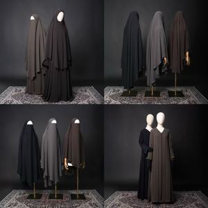 Nuovo Trend Personalizzato: Set Abaya Premium <span class=keywords><strong>Nida</strong></span> a Due Pezzi con Cerniera e Khimar per Donne Musulmane, Vendita all'Ingrosso, Abaya Semplice per Ramadan ed Eid - Product Image 3