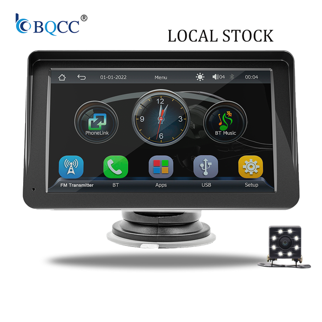 BQCC 7" HD Touch Screen Portable Car MP5 for MirrorLink Wireless CarPlay Android Auto USB TF Amplifier Screen Display Car Player