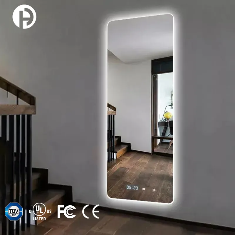 Top Sale Bedroom Dressing Led Espelhos Wall Full Mirror Hotel Banheiro Full Length Led Espelho Com Luz