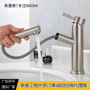 Grifo de Lavabo Hemans de Acero Inoxidable, Monomando, Válvula de Cerámica, Entrada de 20 mm, Agua Fría y Caliente, Grifo para Baño - Product Image 5