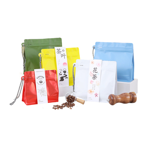 Diskon besar tas kemasan kopi dan teh bawahan datar dengan pegangan katup Degassing satu arah dan pengunci - Product Image 3