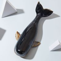 Lemeng Art Schwarze Keramik Blau-Weiß Wal-Figur Nordisch Retro Kreative Wohnzimmer TV-Schrank Dekoration Ornament LM9675