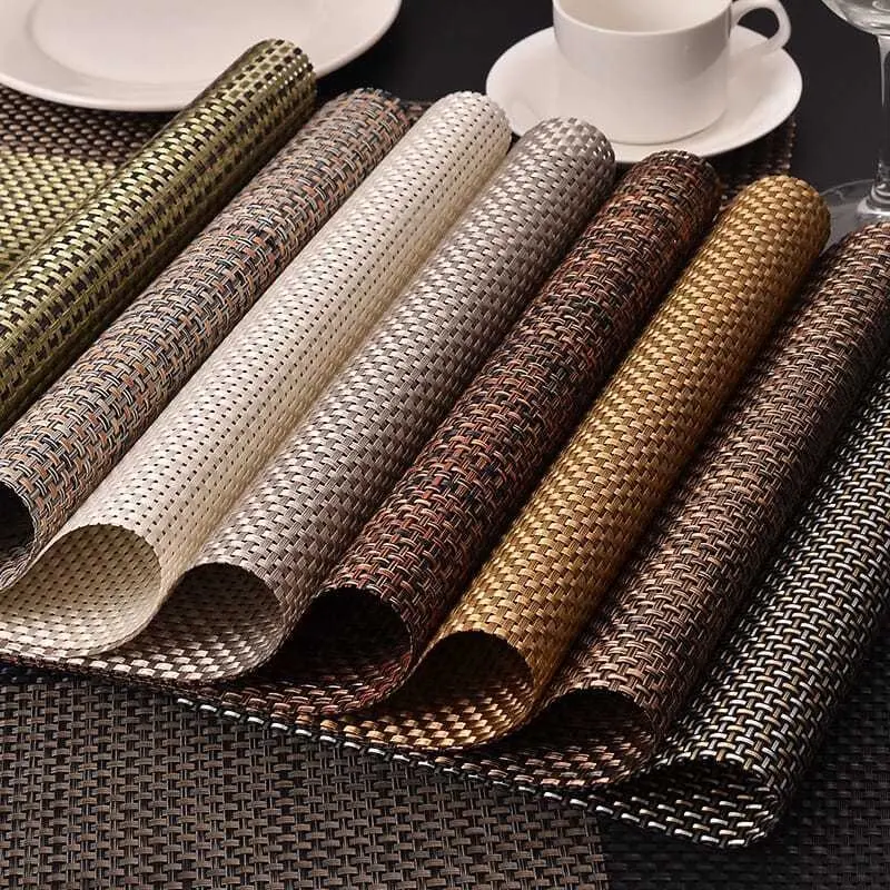 Wholesale PVC Non Slip Heat Insulation Kitchen Table Place Mat Rectangle Weave Luxury Place Mats