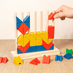 Bloques de construcción triangulares de madera de colores, cubos pequeños, formas geométricas, ecológicos, educativos para preescolar, juego de ensamblaje - Product Image 3
