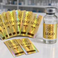 Étiquettes holographiques personnalisées pour flacons - Impression UV BOPP PE PVC 2ml 3ml 10ml Autocollant pour flacon de peptides à usage de recherche