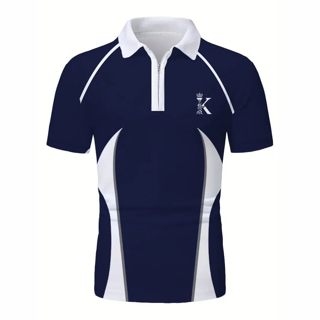 Özel T-Shirt erkek Golf Polos tişörtler Camisas Para Hombres kısa kollu fermuar Polo gömlekler