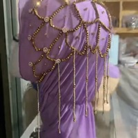 Hijab musulman de luxe fait main avec strass et pompons pour femmes, élégant foulard islamique à chaîne perlée pour fêtes et mariages