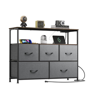 Salon entrée chambre 5 tiroirs commodes étagères ouvertes <span class=keywords><strong>commode</strong></span> de rangement <span class=keywords><strong>gris</strong></span> <span class=keywords><strong>foncé</strong></span> placard <span class=keywords><strong>commode</strong></span> tissu <span class=keywords><strong>commode</strong></span> - Product Image 1