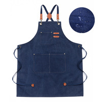 Waterdichte Custom Logo Vrouwen Mannen Ober Cafés Nagel Schoonheidssalon Uniform Grill Werk Keuken Katoenen Canvas Schort Met Zak