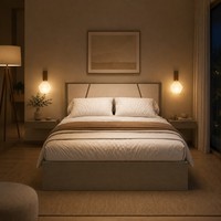 Meubles de chambre de luxe, ensemble de chambre haut de gamme, lit en bois massif pour appartement scolaire