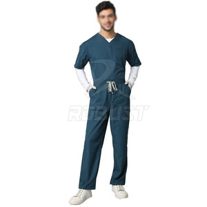 Uniforme Médico Personalizado de Alta Calidad para Hombre, Conjunto de Uniformes de Hospital de Tela de Lona con Spandex, Traje de Médico con Fusión sin Costuras y Logotipo Personalizado - Product Image 1