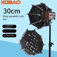Kdbao Mini Softbox Octogonal Parabolique Profond de 30 cm avec Monture Bowens, Grille Nid d'Abeille et Diffuseur pour Lumière Vidéo LED COB de Studio