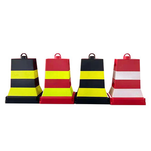 Bolardos de Plástico PU Rellenos de Agua Ronda 60x40x83 cm Rojo Negro Barreras de Aislamiento para Construcción de Carreteras y Entradas Comunitarias - Product Image 3
