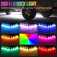 OPPLIGHT RGB Color Control remoto Led Rock Lights con luz de freno 72W 8 Unids/set Luz de señal de giro