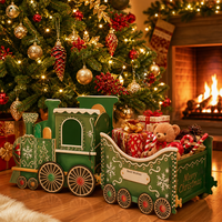 Boîtes cadeaux en carton vert en forme de train pour la vente en gros, idéales pour les fêtes de Noël, les vitrines et les événements.