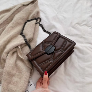 Women's Fashion Chain Strap Bag <b>Lock</b> Classic One-Shoulder <b>Small</b> Cross-Body Purse With Button Made of PU Tanjing - Product Image 2