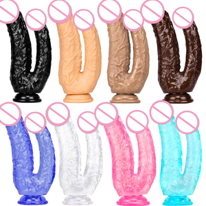 Produits pour adultes en gros : Masturbateurs féminins, Jouets sexuels, Godemiché double tête à ventouse puissante pour le sexe lesbien - Product Image 1