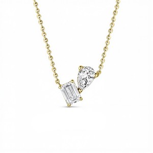 Joyería Fina Toi Et Moi, Colgante de Diamante de Laboratorio con Corte Esmeralda y Corte Pera, Diamantes Cultivados en Laboratorio con Dos Piedras Anguladas Modernas - Product Image 2