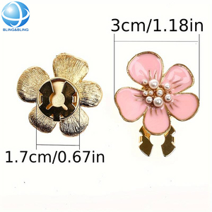 <span class=keywords><strong>Botones</strong></span> Decorativos Blancos Esmaltados con Diseño de Flor de Melocotón en Tono Dorado de 17 mm, Cierres de Clip Removibles para Camisas de Mujer, Accesorios de Decoración DIY - Product Image 4