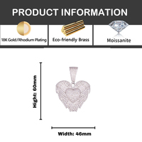 Nouveau pendentif cœur ailé en moissanite VVS D, passe le testeur de diamant, collier hip-hop glacé, bijoux de luxe tendance pour hommes
