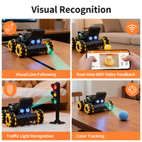 Kit de voiture robot Zetok AI programmable avec roues Mecanum, caméra, jouet éducatif STEM pour les écoles, les créateurs, évitement d'obstacles à 360°