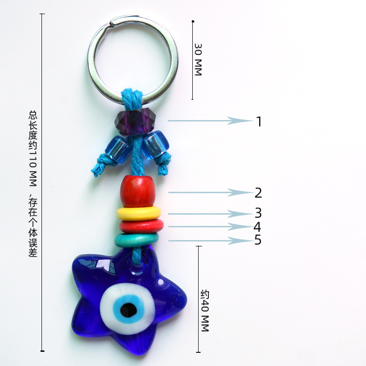 Porte-clés porte-bonheur en verre de voiture, porte-bonheur, porte