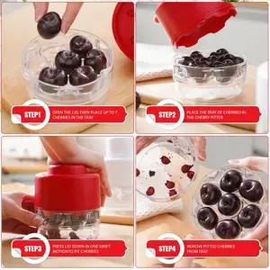 Alat Pencabut biji Cherry 7-in-1 portabel, penghilang inti Cherry mudah digunakan multi-fungsi