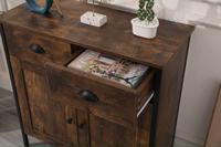 Commode rustique en bois de pin écologique avec cadre métallique robuste, grande capacité, meuble de salon