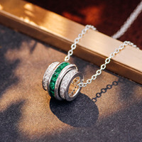 Collar de Moissanita Cultivada en Laboratorio al por Mayor de Fábrica, en Stock, Estilo Instagram, Chapado en Plata, Collar con Lazo de Oro de 18k