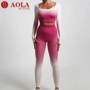 AOLA – hauts moulants à manches longues pour femmes, hauts de gymnastique personnalisés, Fitness, Sport, vêtements d'extérieur, haut sans couture